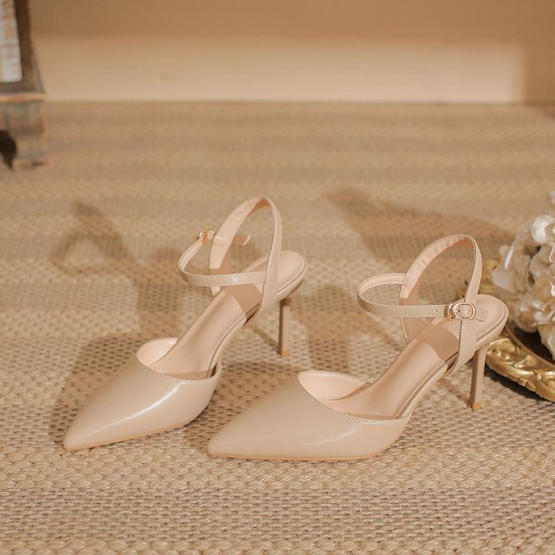 Elegant Pointed Toe Slingback Heels with Delicate Ankle Strap Shoes 771508437933 - 7 Days / Nude-8cm / 34 - COCOMELODY